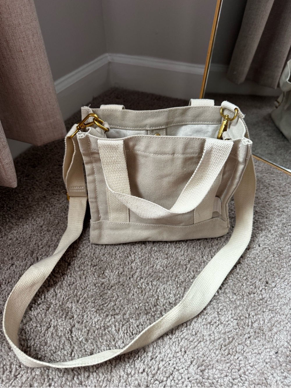 Pull&Bear Canvas Crossbody Bag - Cream